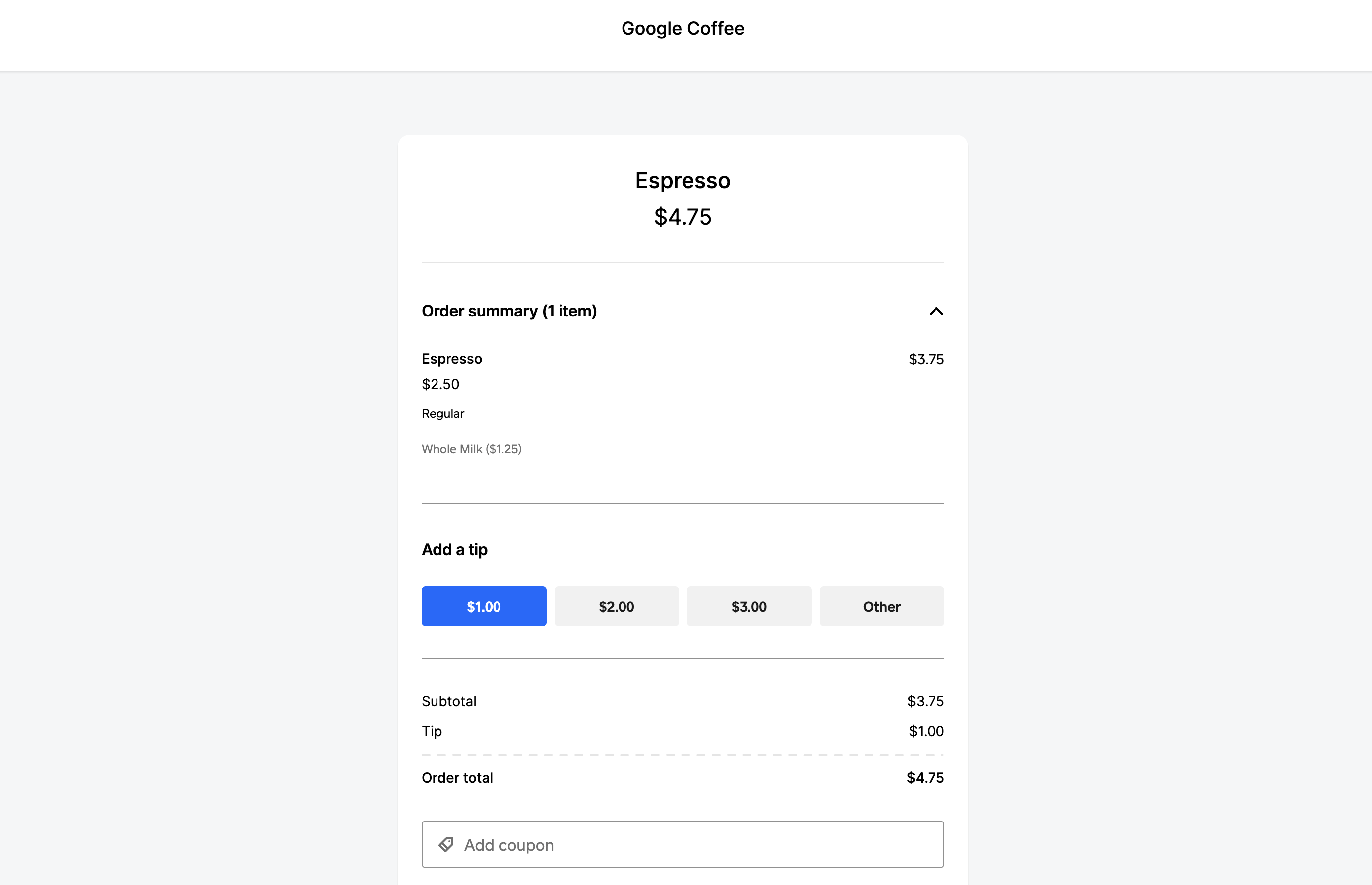 Square receipt showing voice order details